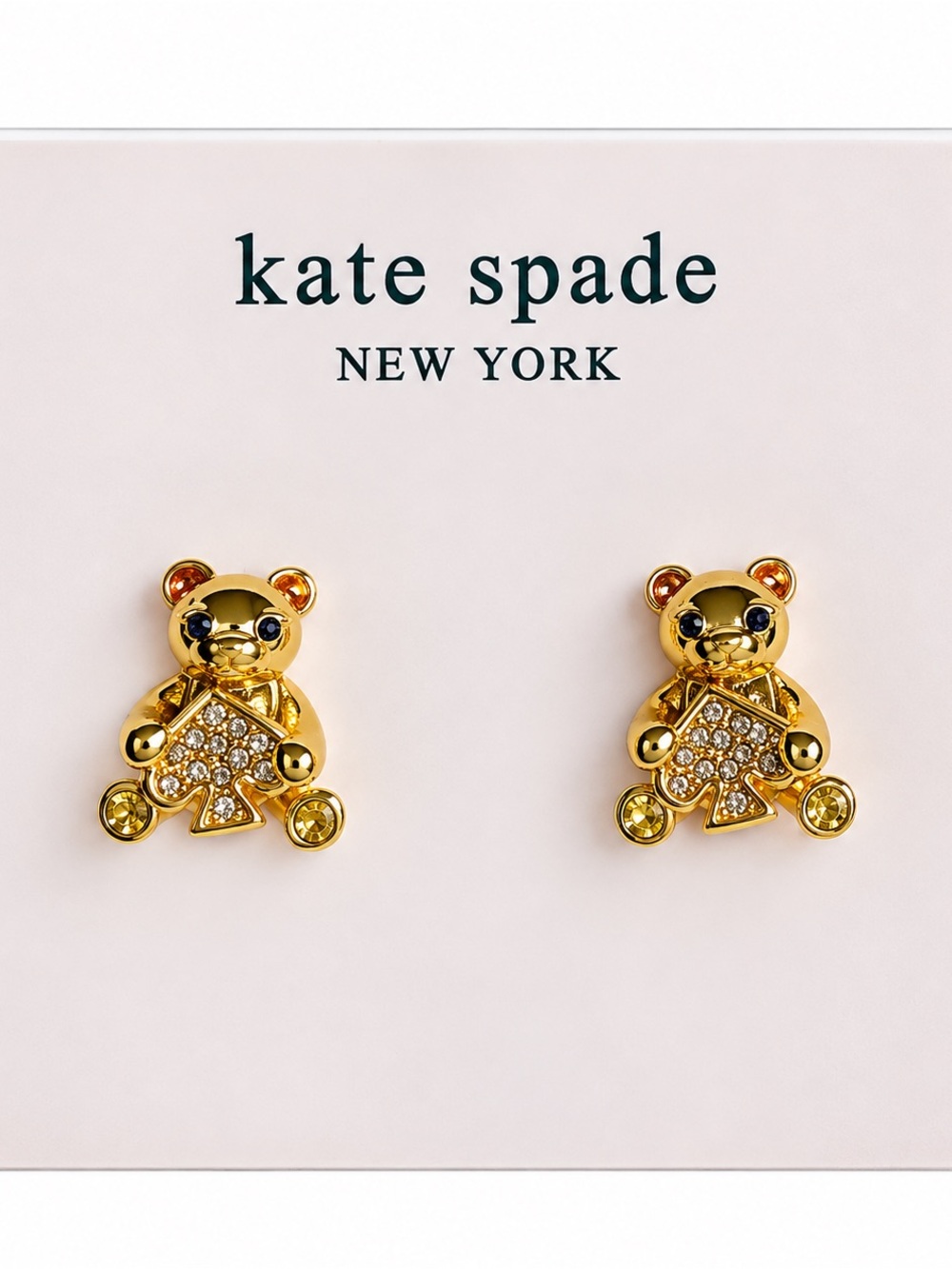 kate spade New York Oh What Fun Teddy Bear Crystal Stud Earrings
